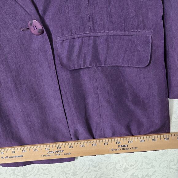 Linea Milano Pure Silk Jacket Blazer sz 12 US Purple Pockets Double Breasted - Picture 13 of 16